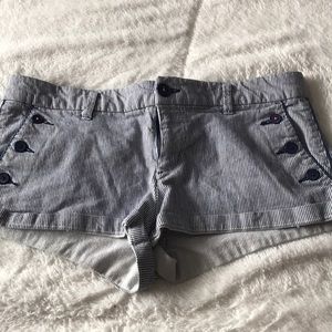 Stripped shorts white and blue with , blue buttons